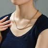 Jewelry Stainless Steel Imitation Pearl Geometric Beaded Necklace For Women With Electroplating