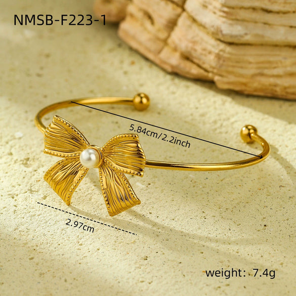 Jewelry Stainless Steel 18K Gold Electroplated Bow Tie Style