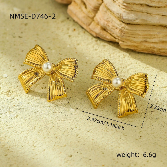 Jewelry Stainless Steel 18K Gold Electroplated Bow Tie Style