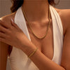 Jewelry Stainless Steel 18K Gold Electroplating Geometric Style Necklace Bracelet Set