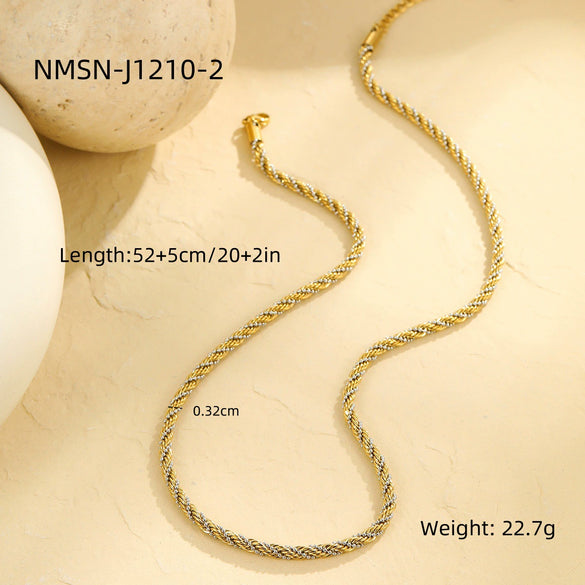 Jewelry Stainless Steel 18K Gold Electroplating Geometric Style Necklace Bracelet Set
