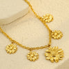 Jewelry Stainless Steel 18K Gold Plated Flower Geometric Pendant Necklace For Women Fashion Electroplated