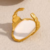 Jewelry Stainless Steel 18K Gold Plated Flower Patterned Opening Ring For Women