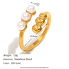 Jewelry Stainless Steel 18K Gold Plated Geometric French Round Bead Open Ring For Women