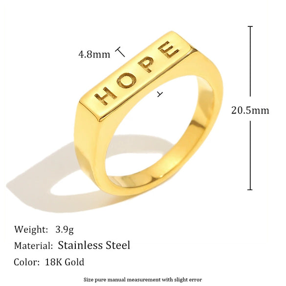 Jewelry Stainless Steel 18K Gold Plated Geometric Letter Ring Electroplating