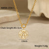 Jewelry Stainless Steel 18K Gold Plated Geometric Style Camellia Oil Drop Flower Necklace Ring Earrings