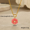 Jewelry Stainless Steel 18K Gold Plated Geometric Style Camellia Oil Drop Flower Necklace Ring Earrings