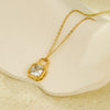Jewelry Stainless Steel 18K Gold Plated Lockshaped Geometric Zircon Pendant Titanium Steel Necklace