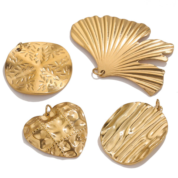 Jewelry Stainless Steel 18K Gold Plated Shellshaped Handmade Leaves Flower Pieces Bookmark Pendant
