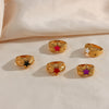 Jewelry Stainless Steel 18K Goldplated Geometric Fivepointed Star Ring
