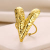 Jewelry Stainless Steel 18K Real Gold Plated Heart Shape Ring With Star Pattern And Electroplating Treatment