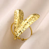 Jewelry Stainless Steel 18K Real Gold Plated Heart Shape Ring With Star Pattern And Electroplating Treatment