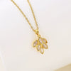 Jewelry Stainless Steel Leaf Necklace With Mixed Gem Inlay Electroplating For Women