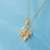 Jewelry Stainless Steel Leaf Necklace With Mixed Gem Inlay Electroplating For Women