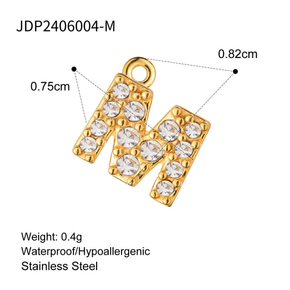 Jewelry Stainless Steel Letter Pendant Necklace With Diamond For Women