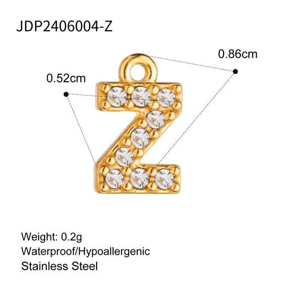Jewelry Stainless Steel Letter Pendant Necklace With Diamond For Women