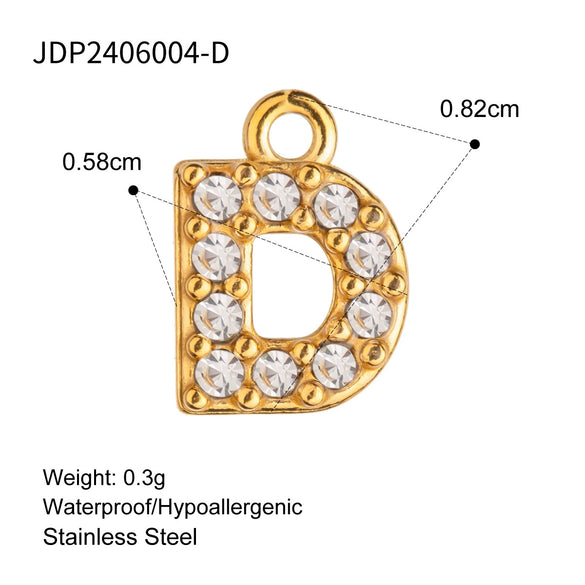 Jewelry Stainless Steel Letter Pendant Necklace With Diamond For Women