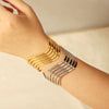 Jewelry Stainless Steel Light Luxury Widesided Hollow Wave Bracelet Electroplated For Women