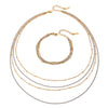 Jewelry Stainless Steel Multi Layer Chain Four Layer Necklace With Gold And Silver Color Matching And Geometric Design And Electroplating Treatment