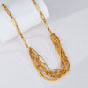 Jewelry Stainless Steel Multilayer Chain Splicing Geometric Style Electroplating Bracelet Necklace