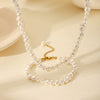 Jewelry Stainless Steel Natural Geometric Freshwater Pearl Chain Electroplating Women's