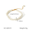 Jewelry Stainless Steel Natural Geometric Freshwater Pearl Chain Electroplating Women's