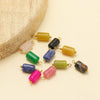 Jewelry Stainless Steel Natural Stone Pendant Earrings Necklace Retro Style Geometric Cylinder Dripping Oil Handmade Waterproof