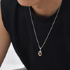 Jewelry Stainless Steel Natural Tiger Eye Stone Agate Stone Geometric Pendant Necklace