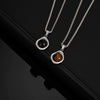 Jewelry Stainless Steel Natural Tiger Eye Stone Agate Stone Geometric Pendant Necklace