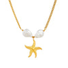 Jewelry Stainless Steel Necklace Exaggerated Starfish Pearl Accessories With Electroplating Star Pattern For Women Fashion Style