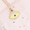 Jewelry Stainless Steel Necklace With Dripping Oil Eyes Star Moon Pendant For Women