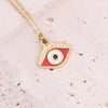 Jewelry Stainless Steel Necklace With Dripping Oil Eyes Star Moon Pendant For Women