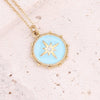 Jewelry Stainless Steel Necklace With Dripping Oil Eyes Star Moon Pendant For Women