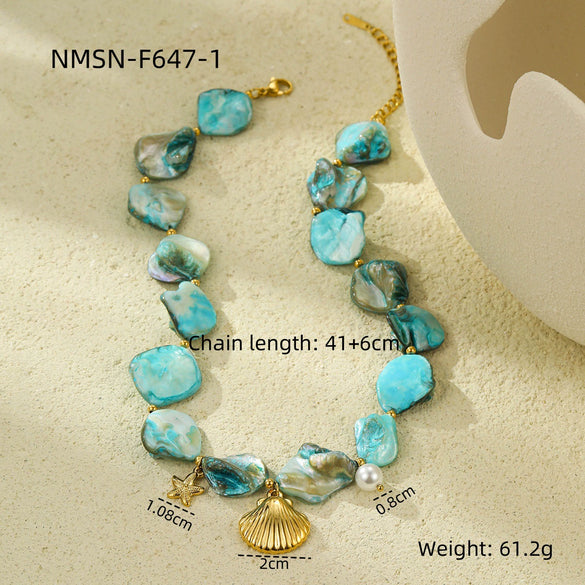 Jewelry Stainless Steel Ocean Series Geometric Shell Starfish Electroplated For Women