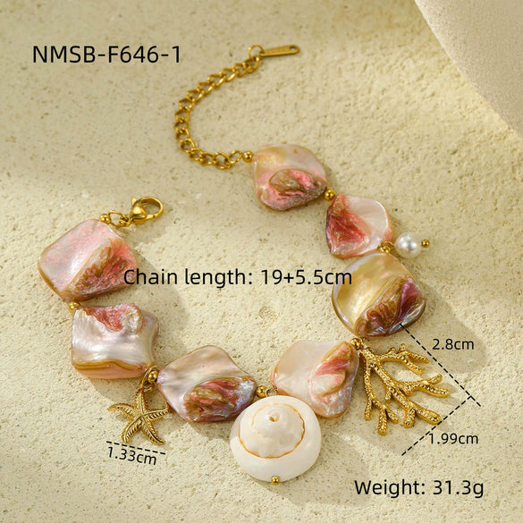 Jewelry Stainless Steel Ocean Series Geometric Shell Starfish Electroplated For Women