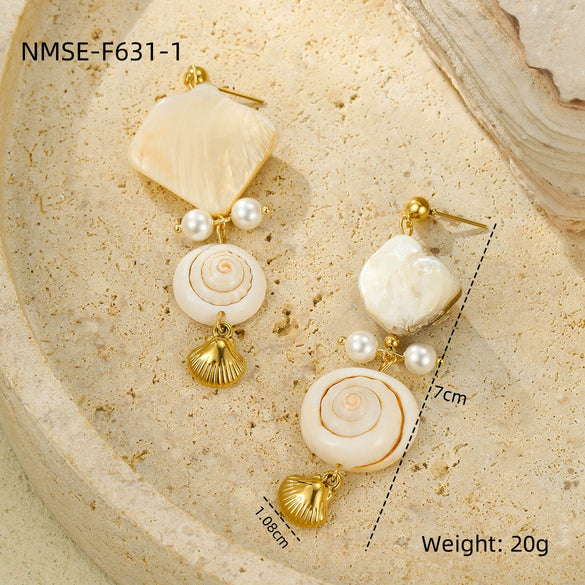 Jewelry Stainless Steel Ocean Series Geometric Shell Starfish Electroplated For Women