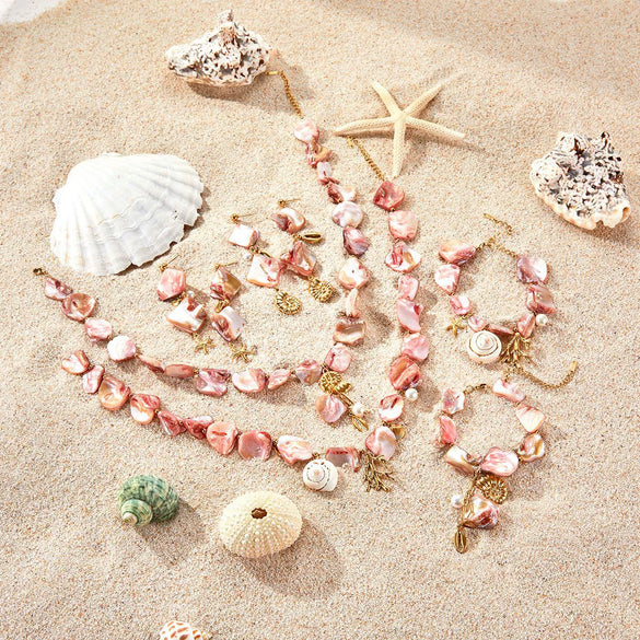Jewelry Stainless Steel Ocean Series Geometric Shell Starfish Electroplated For Women
