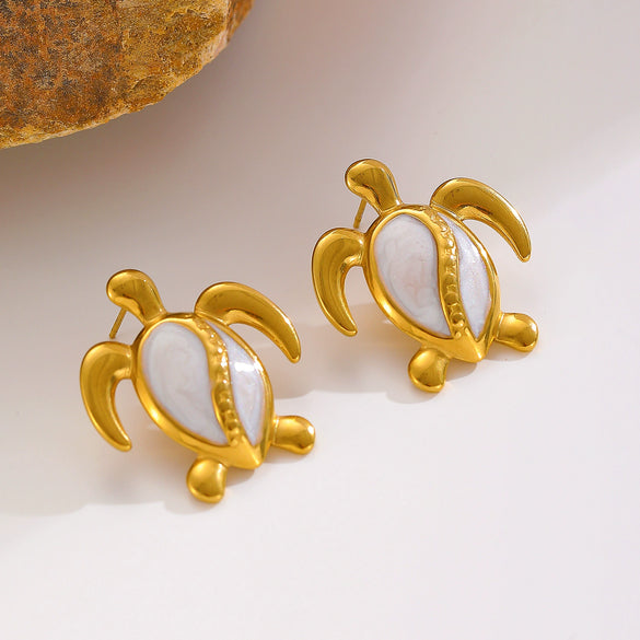 Jewelry Stainless Steel Ocean Style Marine Life Starfish Conch Turtle Pendant Set Electroplated