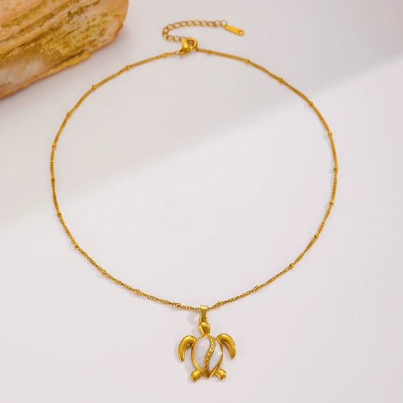 Jewelry Stainless Steel Ocean Style Marine Life Starfish Conch Turtle Pendant Set Electroplated