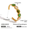Jewelry Stainless Steel Open Bracelet With Green White Cat's Eye Stone Luxury Quiet And Elegant Design Geometric Electroplating