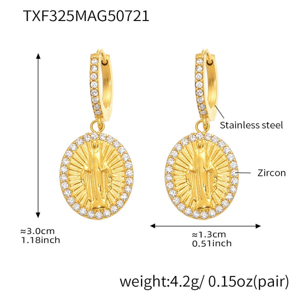 Jewelry 316L Stainless Steel Oval Ring Earrings Constellation Zodiac Geometric Electroplating Fashionable Stylish Nonfading