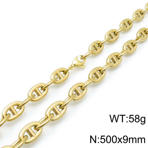 Jewelry Stainless Steel Oval Ring Open Buckle Pig Nose Sweater Chain Necklace Bracelet Light Luxury Style