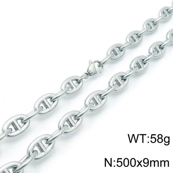 Jewelry Stainless Steel Oval Ring Open Buckle Pig Nose Sweater Chain Necklace Bracelet Light Luxury Style