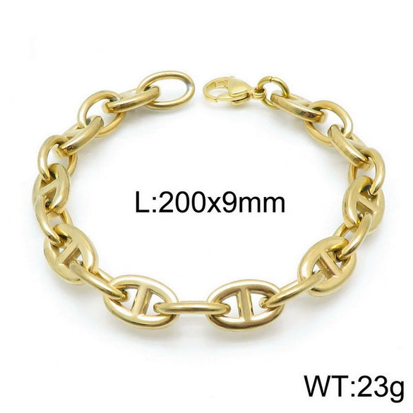 Jewelry Stainless Steel Oval Ring Open Buckle Pig Nose Sweater Chain Necklace Bracelet Light Luxury Style