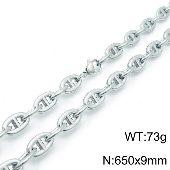 Jewelry Stainless Steel Oval Ring Open Buckle Pig Nose Sweater Chain Necklace Bracelet Light Luxury Style