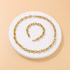 Jewelry Stainless Steel Oval Ring Open Buckle Pig Nose Sweater Chain Necklace Bracelet Light Luxury Style