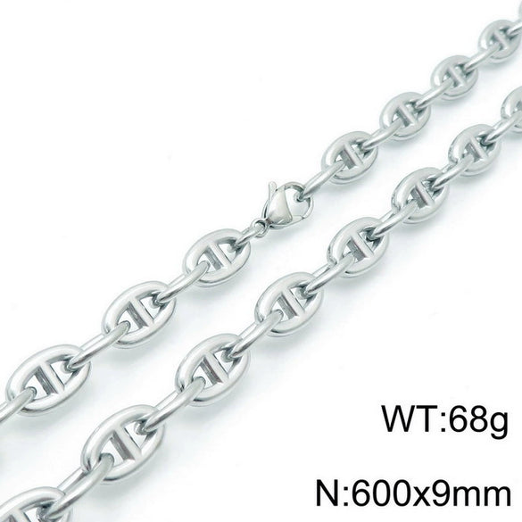 Jewelry Stainless Steel Oval Ring Open Buckle Pig Nose Sweater Chain Necklace Bracelet Light Luxury Style