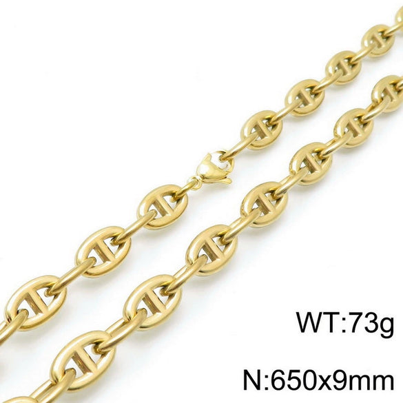 Jewelry Stainless Steel Oval Ring Open Buckle Pig Nose Sweater Chain Necklace Bracelet Light Luxury Style