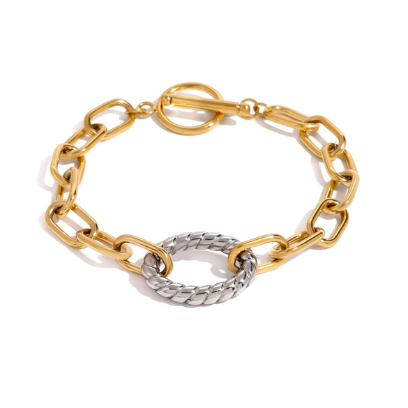 Jewelry Stainless Steel Oval Twist Pendant Buckle Color Matching Electroplated U Shape Women's Bracelet
