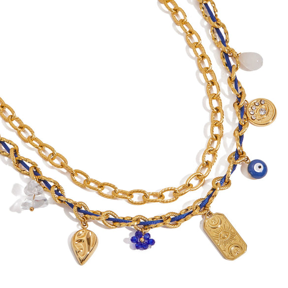 Jewelry Stainless Steel Pattern Stacked Perforated Rope Chain Necklace Electroplating